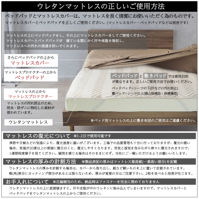 フォームマットレス注意事項