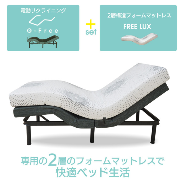 【専用マットレス付きでこの価格！】電動ベッド マットレス付き シングル フリーラックス GFREE003 アジャスタブルベッド 2モーター