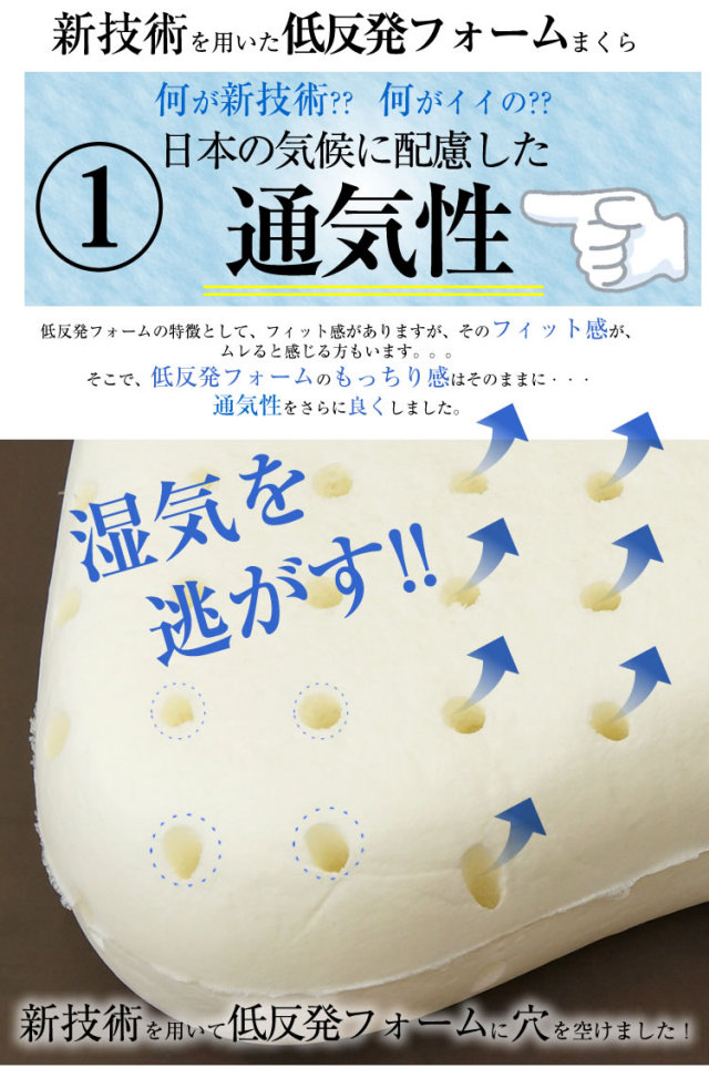 枕 ムーン 低反発フォームまくら 新技術で通気性を確保した低反発枕