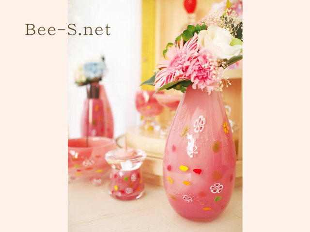 Bee-Sのおしゃれ仏具】HAIRO（PINK）3点セット～7点セット ピンクの