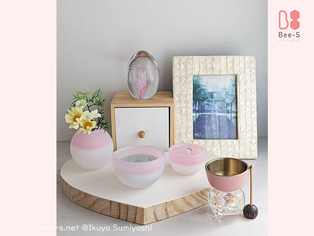 ピンク小さいサイズのミニ仏具6点セット 【irohana】