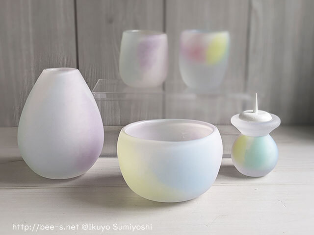 かわいい虹色ガラス仏具セット 3点～7点セット