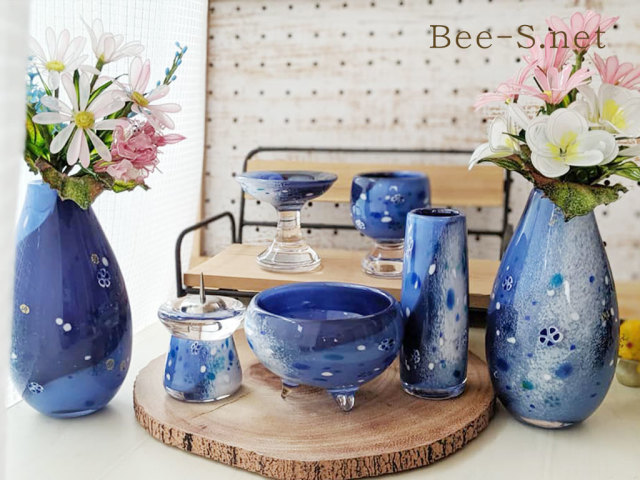 デザイン仏具 RURI（DEEPBLUE）5点セット 香（こう） 送料無料 神秘的