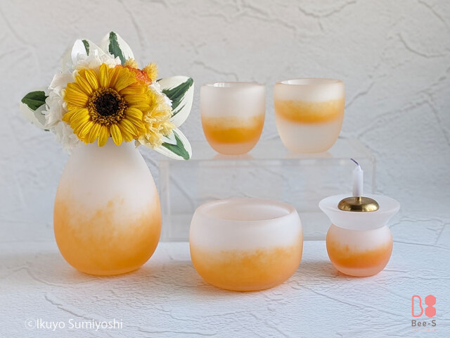 おしゃれ仏具 SEKIKA（ホワイト＆オレンジ）7点セット