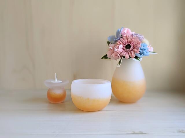 おしゃれ仏具 SEKIKA（ホワイト＆オレンジ）7点セット