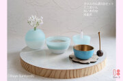 ミニ仏具　水色のかわいい仏具セット　おりんとのセット　水晶灰付き