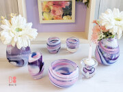 SHION パープル　大人かわいい　ガラス仏具　クリスタル仏具　紫　かわいい仏具　おしゃれ仏具