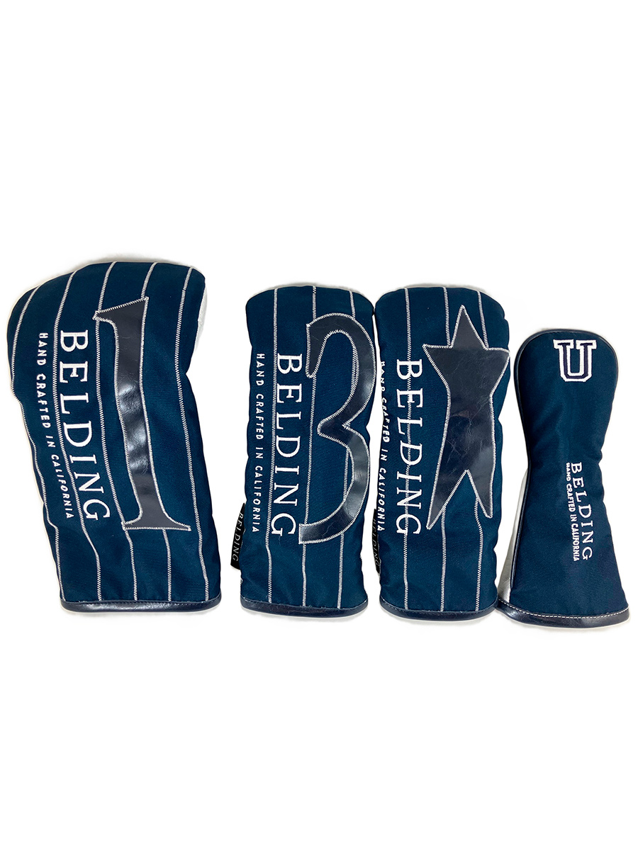 サーカ プレミアム ヘッドカバー 4点セット（ネイビー／シルバー・ホワイト ピンストライプ）