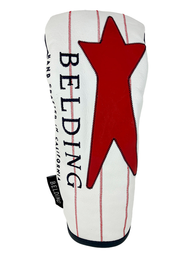 サーカ プレミアム ドライバー ヘッドカバー #1 - ホワイト／ネイビー・ガーメントレザー with レッド・ピンストライプ