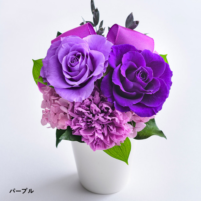 プリザーブドフラワー バラとリボンのアレンジメント 即日発送