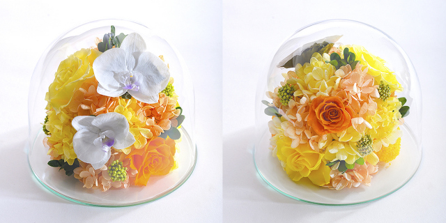 高級感のあるパールガラスドーム仏花（2ケース9800円）（1ケースは5000円） 高級感のあるパールガラスドーム仏花（2ケース9800円）（1ケースは