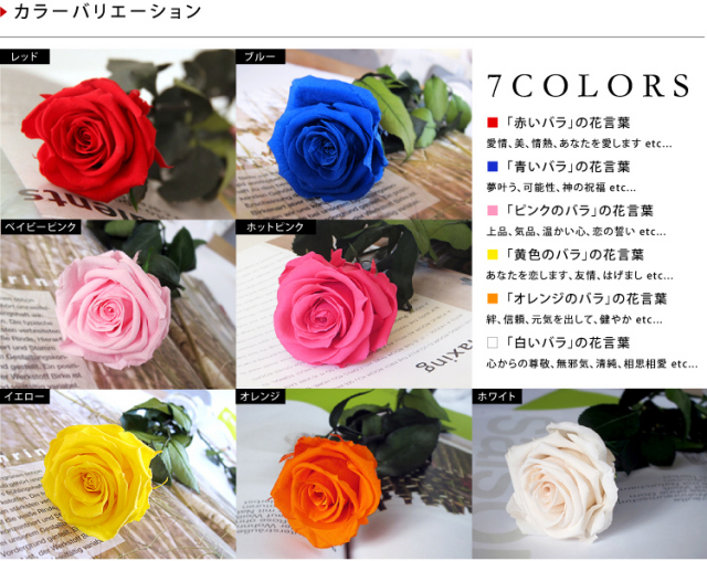 プリザーブドフラワー ステム付きローズ【3輪の花束】