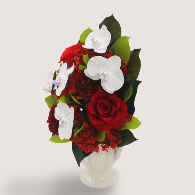 プリザーブドフラワー #胡蝶蘭×ローズブリリアント◇【立て札OK】 送料無料