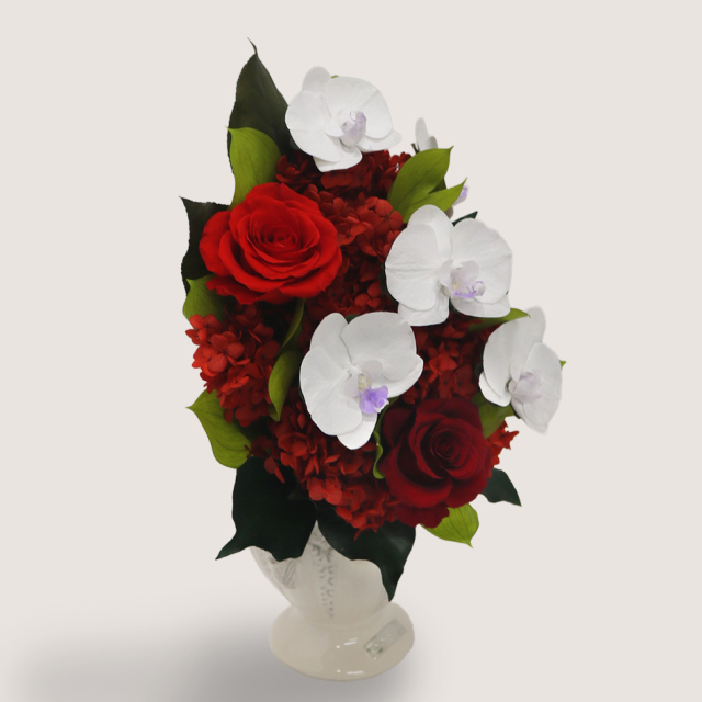 プリザーブドフラワー #胡蝶蘭×ローズブリリアント◇【立て札OK】 送料無料