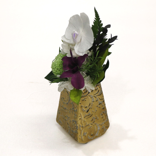 仏花　お供え花　オーダー　世界に一つのオリジナル　プリザーブドフラワー プリザーブドフラワー 仏花 お供え花 乙女菊（おとめぎく）
