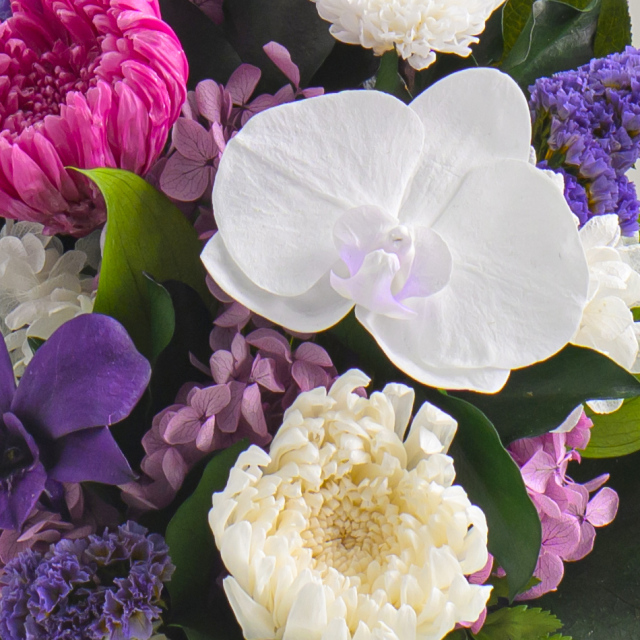 プリザーブドフラワー 仏花 お供え花 #胡蝶蘭と菊のお供え花