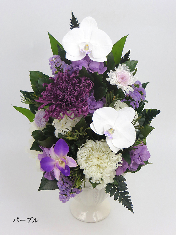 プリザーブドフラワー仏花　お供えの花　花器付一対　タッセル付き　胡蝶蘭 プリザーブドフラワー仏花 お供えの花 花器付一対 タッセル付き 胡蝶蘭