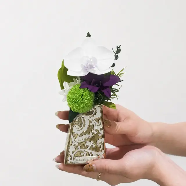 即日発送】プリザーブドフラワー #如月（きさらぎ）◇お供え花 仏花