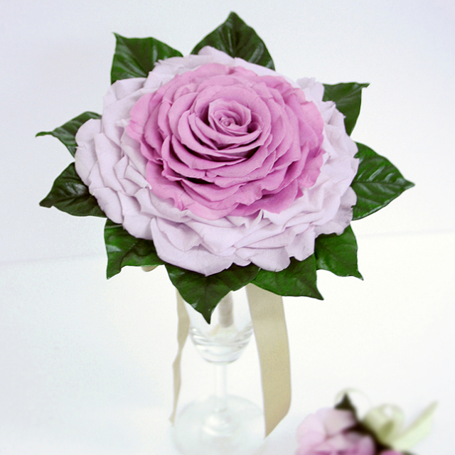 プリザーブドフラワー メリアブーケ パープル＆リーフ・オールプリザ