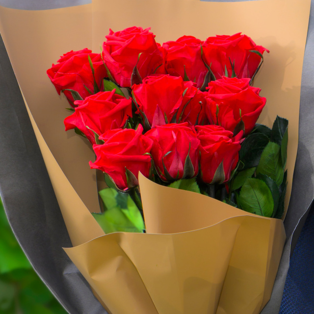 プリザーブドフラワー #ステム付きローズ【12輪の花束】「なでしこ