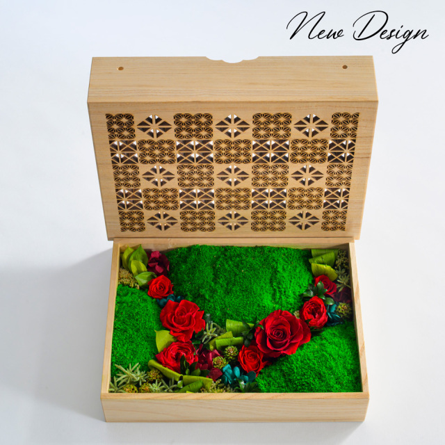 プリザーブドフラワー #凛・L〈赤富士・格子/華/苔〉RIN by Belles