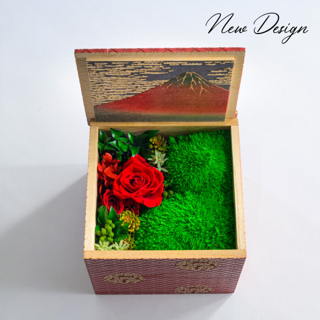 プリザーブドフラワー 苔 # 凛・M〈赤富士・青富士・波〉RIN by Belles