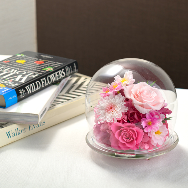 桜のガラスドームL プリザーブドフラワー ギフト｜ベル・フルール公式