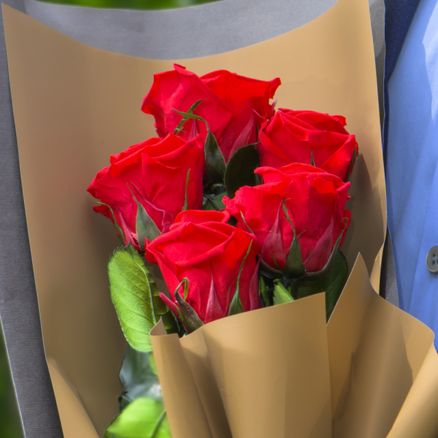 プリザーブドフラワー ステム付きローズ【5輪の花束】