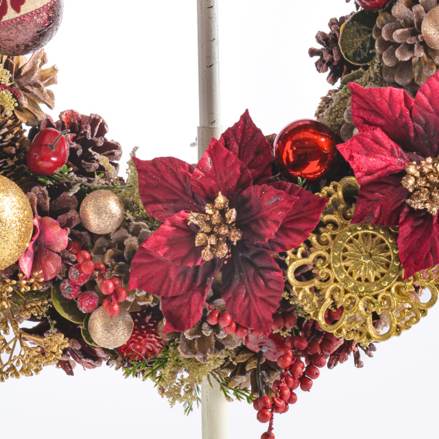 クリスマスリース ロイヤルポインセチアリース