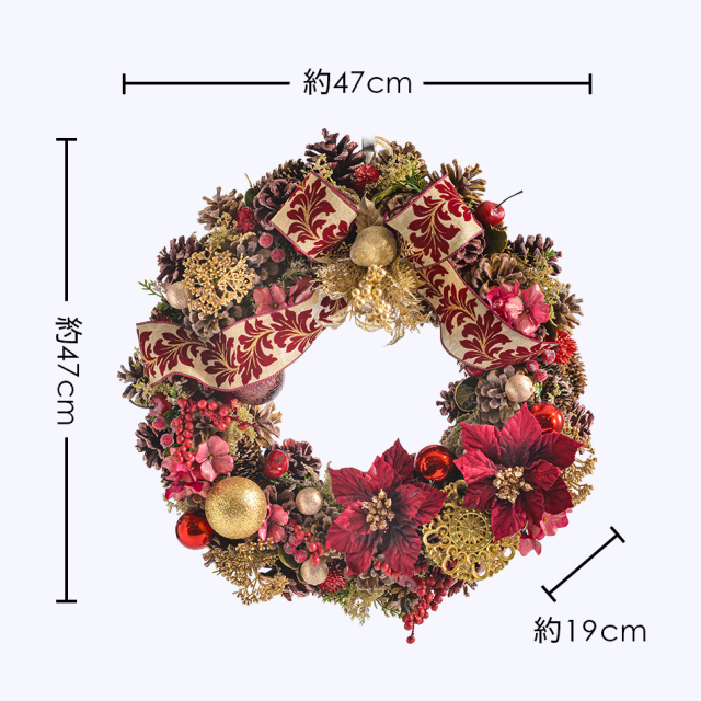 クリスマスリース ロイヤルポインセチアリース