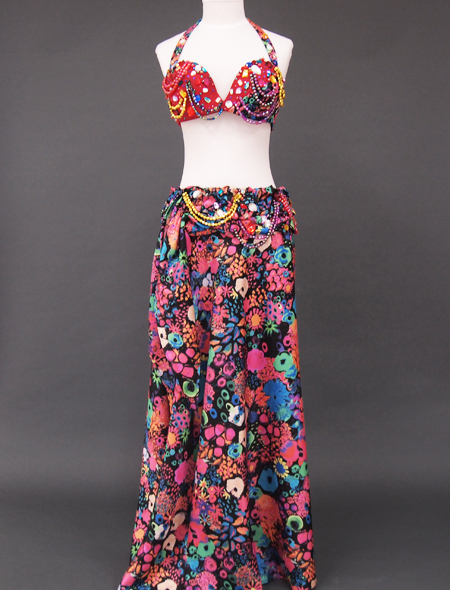 カラフル花柄ベリーダンス衣装2　ミラーナ
