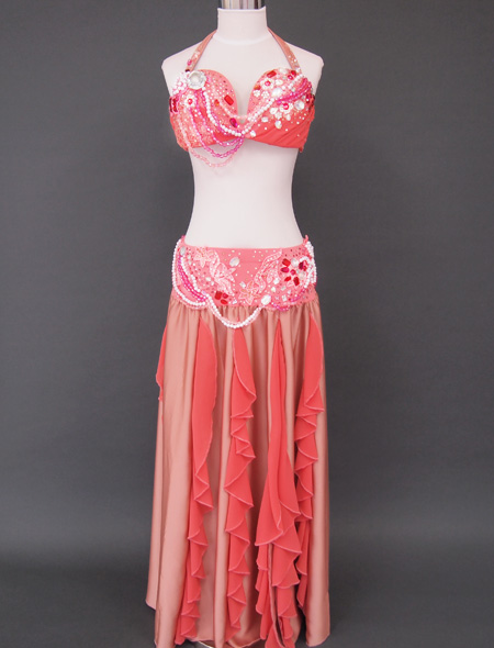 シャンパーニュピンク衣装1　ミラーナベリーダンス衣装