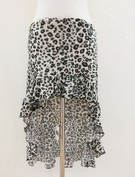 大人気！黒の豹柄フィッシュテールタイプのベリーダンスヒップスカーフ【ベリーダンス衣装／レッスン着】