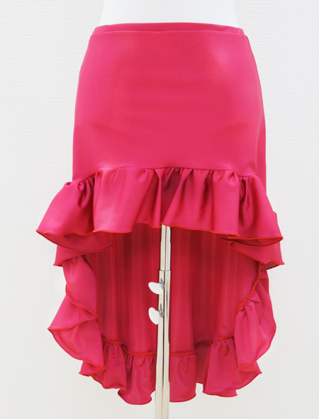 艶やかでエレガントなローズピンク☆美脚効果抜群のフィッシュテールタイプ！ベリーダンスヒップスカーフ！【ベリーダンス衣装／レッスン着】