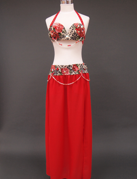 ベリーダンス衣装】シックなブルー×キラキラの装飾が映える！格安