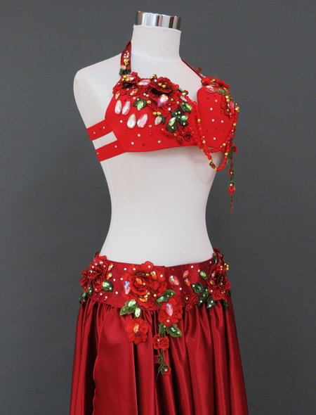 ベリーダンス衣装】女性の美しさを高める真紅！薔薇のように美しい