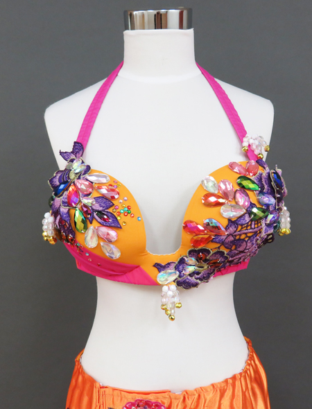 ベリーダンス用薄オレンジシフォンセットアップangelo24 楽天