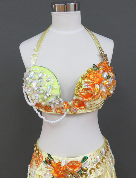 ベリーダンス衣装】透明感抜群！レモンイエローが爽やか可愛いベリー