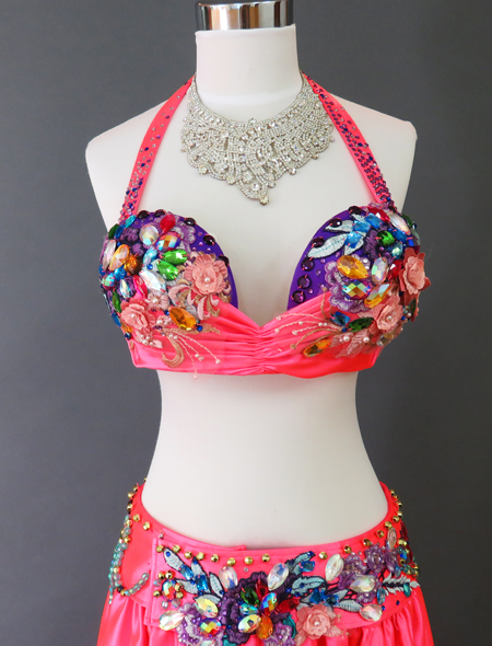 ベリーダンス衣装】青味ピンク×紫が透明感を引き立てる◎ベリー