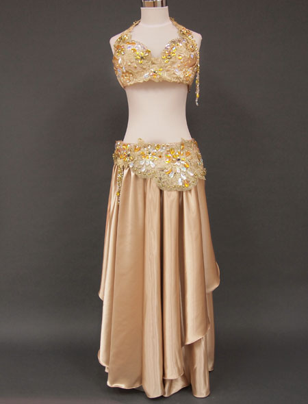 【ベリーダンス衣装】ゴージャスなゴールド！可愛らしさもあるエレガントで華やかなオリエンタル・コスチューム