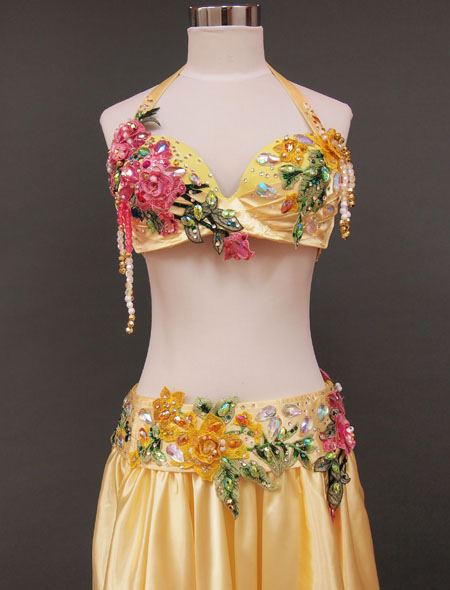 ベリーダンス衣装】【ベリーダンス衣装】可愛らしいパステルイエロー