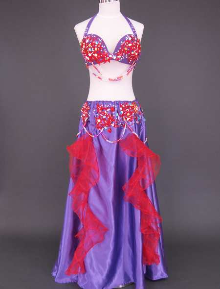 紫赤フリルベリーダンス衣装1　ミラーナ