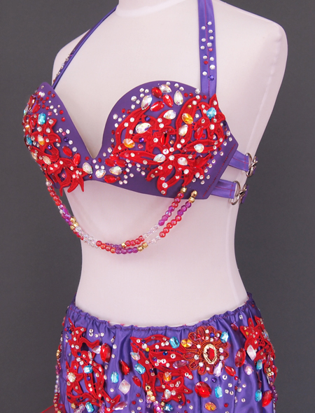 紫赤フリルベリーダンス衣装5　ミラーナ