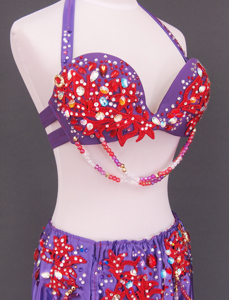 紫赤フリルベリーダンス衣装7　ミラーナ