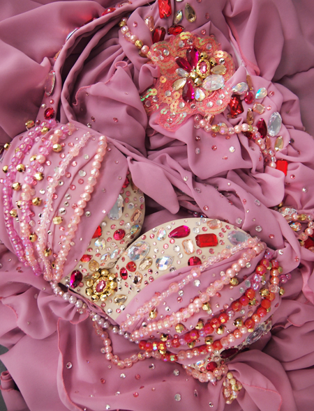 ドレープピンクベリーダンス衣装　　ヨリ　ミラーナ