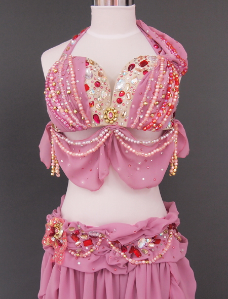 ドレープピンクベリーダンス衣装2　ミラーナ