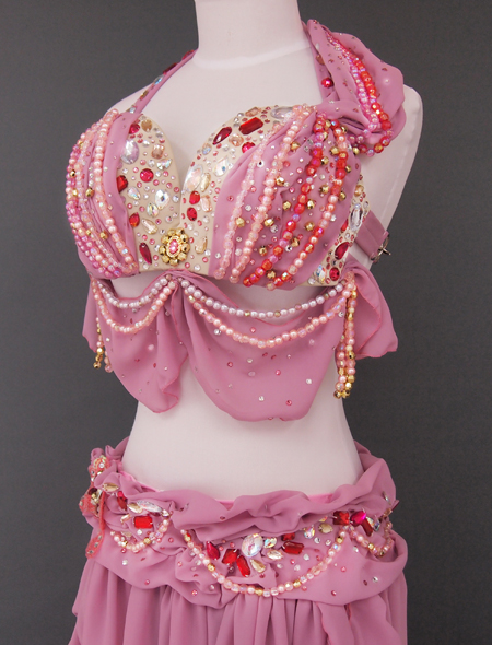 ドレープピンクベリーダンス衣装4　ミラーナ