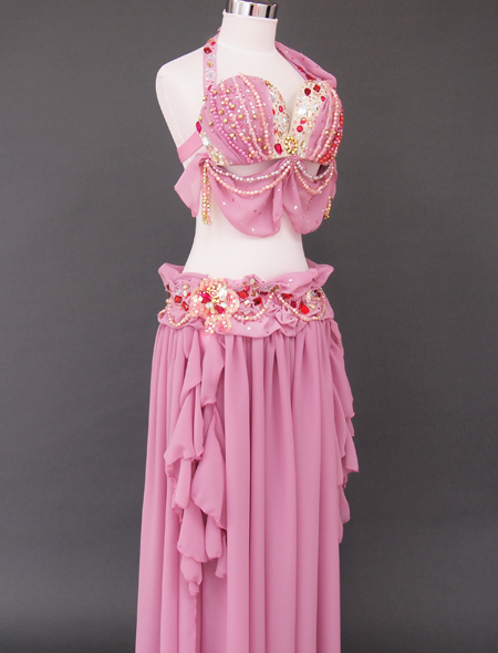 ドレープピンクベリーダンス衣装6　ミラーナ