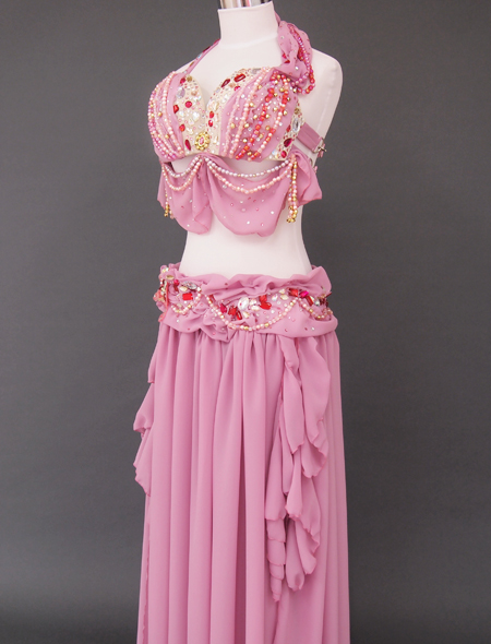 ドレープピンクベリーダンス衣装7　ミラーナ