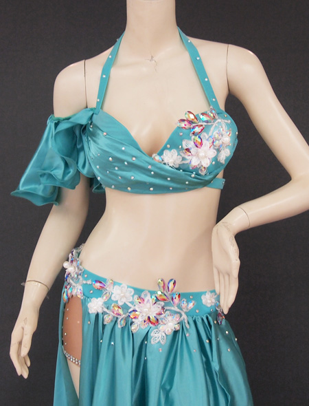 グリーンドレープ衣装2　ミラーナベリーダンス衣装